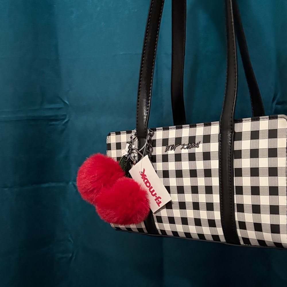 Betsy Johnson Black and White Checkered Shoulder Bag